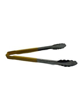 Vollrath 4781250 Jacob's Pride® 12" Stainless Steel Scalloped Tongs-YELLOW Coat